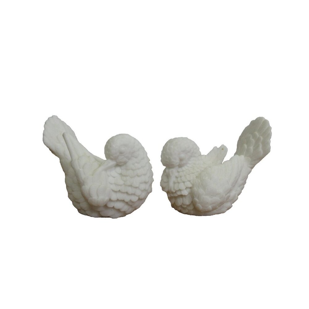VTG A Santini Sculptor Classic Figure 2 PC Set Alabaster White Birds Italy Peace